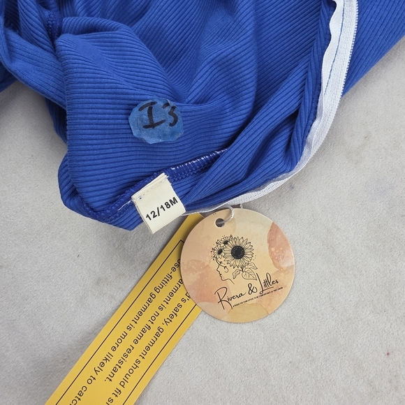 NWT Rivera & Littles Blue Ribbed Shorty Zippy Short Zippered Romper 12-18 Months - Picture 4 of 5